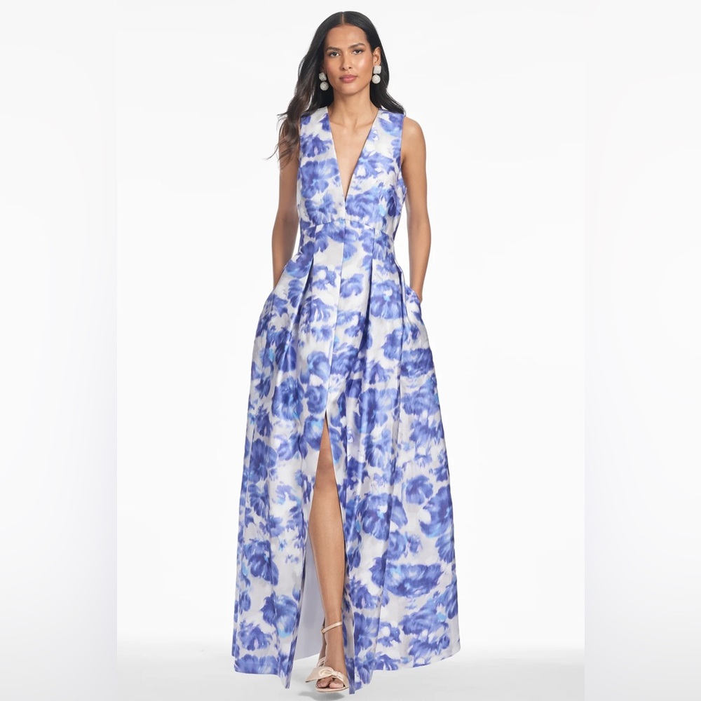 NWT Sachin + Babi Brooke blue floral gown in Azure watercolor floral - Picture 1 of 9